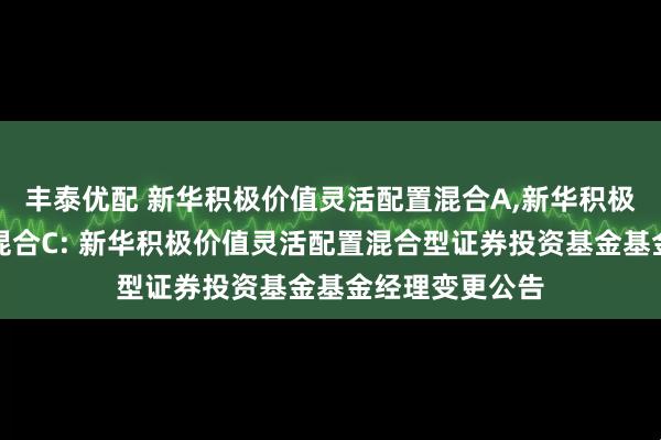 丰泰优配 新华积极价值灵活配置混合A,新华积极价值灵活配置混合C: 新华积极价值灵活配置混合型证券投资基金基金经理变更公告